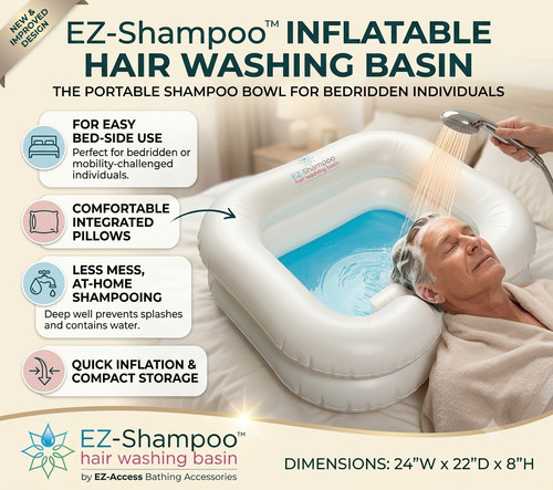 Inflatable hair washing - hair, basin