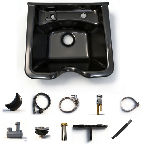 Black square abs plastic - black,